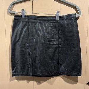 Black leather mini skirt
